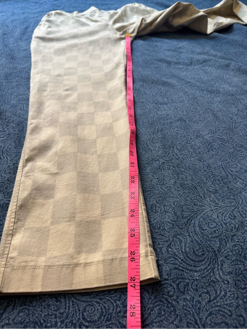 LuLaRoe Lena Work-Leisure Pant Off White Checker High Rise Straight Leg | Size M - Picture 8 of 8